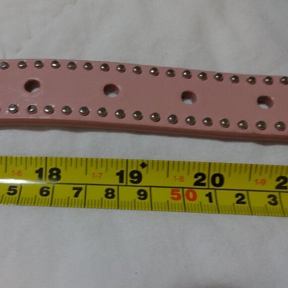 Nocona Belt Co. girls leather pink belt with silver tone buckle and rhinestones - Picture 5 of 9